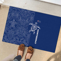 Montserrat Rubber Doormat with Tribal Sea Turtle Illustration Blue Polynesian Pattern Design - Wonder Print Shop