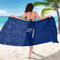 Montserrat Sarong with Tribal Sea Turtle Illustration Blue Polynesian Pattern Design - Wonder Print Shop