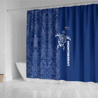 Montserrat Shower Curtain with Tribal Sea Turtle Illustration Blue Polynesian Pattern Design - Wonder Print Shop