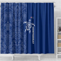 Montserrat Shower Curtain with Tribal Sea Turtle Illustration Blue Polynesian Pattern Design - Wonder Print Shop