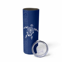 Montserrat Skinny Tumbler with Tribal Sea Turtle Illustration Blue Polynesian Pattern Design - Wonder Print Shop