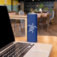 Montserrat Skinny Tumbler with Tribal Sea Turtle Illustration Blue Polynesian Pattern Design - Wonder Print Shop