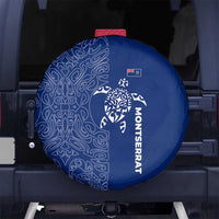 Montserrat Spare Tire Cover with Tribal Sea Turtle Illustration Blue Polynesian Pattern Design - Wonder Print Shop