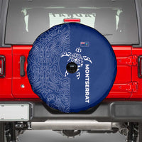 Montserrat Spare Tire Cover with Tribal Sea Turtle Illustration Blue Polynesian Pattern Design - Wonder Print Shop