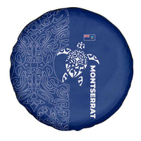 Montserrat Spare Tire Cover with Tribal Sea Turtle Illustration Blue Polynesian Pattern Design - Wonder Print Shop