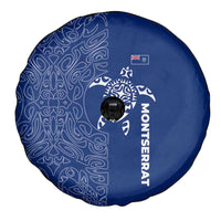 Montserrat Spare Tire Cover with Tribal Sea Turtle Illustration Blue Polynesian Pattern Design - Wonder Print Shop