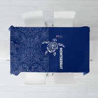 Montserrat Tablecloth with Tribal Sea Turtle Illustration Blue Polynesian Pattern Design - Wonder Print Shop