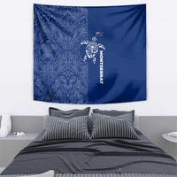 Montserrat Tapestry with Tribal Sea Turtle Illustration Blue Polynesian Pattern Design - Wonder Print Shop