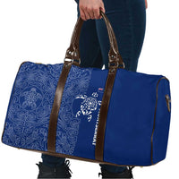 Montserrat Travel Bag with Tribal Sea Turtle Illustration Blue Polynesian Pattern Design - Wonder Print Shop