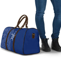 Montserrat Travel Bag with Tribal Sea Turtle Illustration Blue Polynesian Pattern Design - Wonder Print Shop