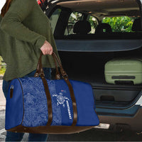 Montserrat Travel Bag with Tribal Sea Turtle Illustration Blue Polynesian Pattern Design - Wonder Print Shop