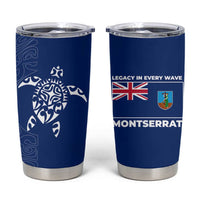 Montserrat Tumbler Cup with Tribal Sea Turtle Illustration Blue Polynesian Pattern Design - Wonder Print Shop