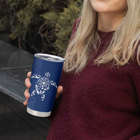 Montserrat Tumbler Cup with Tribal Sea Turtle Illustration Blue Polynesian Pattern Design - Wonder Print Shop