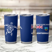 Montserrat Tumbler Cup with Tribal Sea Turtle Illustration Blue Polynesian Pattern Design - Wonder Print Shop