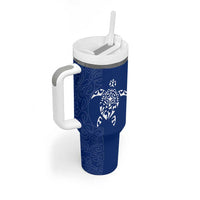 Montserrat Tumbler With Handle with Tribal Sea Turtle Illustration Blue Polynesian Pattern Design - Wonder Print Shop