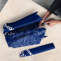 Montserrat Umbrella with Tribal Sea Turtle Illustration Blue Polynesian Pattern Design - Wonder Print Shop