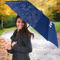 Montserrat Umbrella with Tribal Sea Turtle Illustration Blue Polynesian Pattern Design - Wonder Print Shop