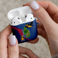 Montserrat AirPods Case with Cartoon Bird and Island Map Blue Red Stripe Design - Wonder Print Shop
