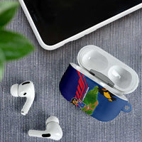 Montserrat AirPods Case with Cartoon Bird and Island Map Blue Red Stripe Design - Wonder Print Shop