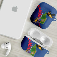 Montserrat AirPods Case with Cartoon Bird and Island Map Blue Red Stripe Design - Wonder Print Shop