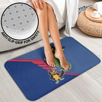Montserrat Bathroom Set with Cartoon Bird and Island Map Blue Red Stripe Design - Wonder Print Shop
