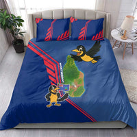 Montserrat Bedding Set with Cartoon Bird and Island Map Blue Red Stripe Design - Wonder Print Shop