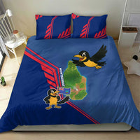 Montserrat Bedding Set with Cartoon Bird and Island Map Blue Red Stripe Design - Wonder Print Shop