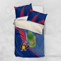 Montserrat Bedding Set with Cartoon Bird and Island Map Blue Red Stripe Design - Wonder Print Shop