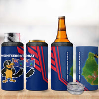 Montserrat 4 in 1 Can Cooler Tumbler with Cartoon Bird and Island Map Blue Red Stripe Design - Wonder Print Shop