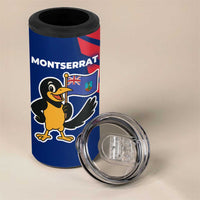 Montserrat 4 in 1 Can Cooler Tumbler with Cartoon Bird and Island Map Blue Red Stripe Design - Wonder Print Shop