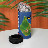 Montserrat 4 in 1 Can Cooler Tumbler with Cartoon Bird and Island Map Blue Red Stripe Design - Wonder Print Shop