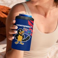 Montserrat 4 in 1 Can Cooler Tumbler with Cartoon Bird and Island Map Blue Red Stripe Design - Wonder Print Shop