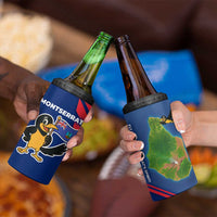 Montserrat 4 in 1 Can Cooler Tumbler with Cartoon Bird and Island Map Blue Red Stripe Design - Wonder Print Shop