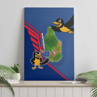 Montserrat Canvas Wall Art with Cartoon Bird and Island Map Blue Red Stripe Design - Wonder Print Shop