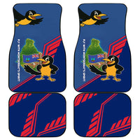 Montserrat Car Mats with Cartoon Bird and Island Map Blue Red Stripe Design - Wonder Print Shop
