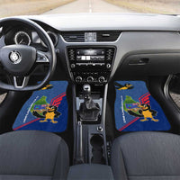 Montserrat Car Mats with Cartoon Bird and Island Map Blue Red Stripe Design - Wonder Print Shop