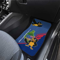 Montserrat Car Mats with Cartoon Bird and Island Map Blue Red Stripe Design - Wonder Print Shop