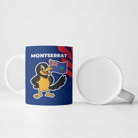 Montserrat Ceramic Mug with Cartoon Bird and Island Map Blue Red Stripe Design - Wonder Print Shop