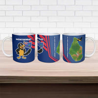 Montserrat Ceramic Mug with Cartoon Bird and Island Map Blue Red Stripe Design - Wonder Print Shop