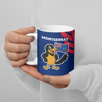 Montserrat Ceramic Mug with Cartoon Bird and Island Map Blue Red Stripe Design - Wonder Print Shop