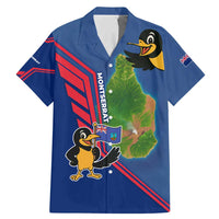 Montserrat Family Matching Mermaid Dress and Hawaiian Shirt with Cartoon Bird and Island Map Blue Red Stripe Design - Wonder Print Shop