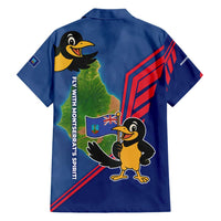 Montserrat Hawaiian Shirt with Cartoon Bird and Island Map Blue Red Stripe Design - Wonder Print Shop