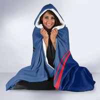 Montserrat Hooded Blanket with Cartoon Bird and Island Map Blue Red Stripe Design - Wonder Print Shop