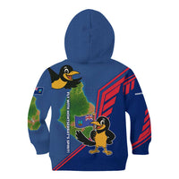 Montserrat Kid Hoodie with Cartoon Bird and Island Map Blue Red Stripe Design - Wonder Print Shop
