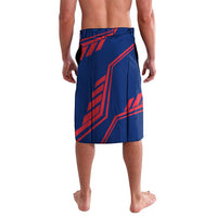 Montserrat Lavalava with Cartoon Bird and Island Map Blue Red Stripe Design - Wonder Print Shop