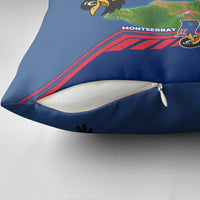 Montserrat Pillow Cover with Cartoon Bird and Island Map Blue Red Stripe Design - Wonder Print Shop