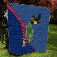 Montserrat Quilt with Cartoon Bird and Island Map Blue Red Stripe Design - Wonder Print Shop
