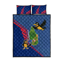 Montserrat Quilt Bed Set with Cartoon Bird and Island Map Blue Red Stripe Design - Wonder Print Shop