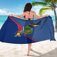 Montserrat Sarong with Cartoon Bird and Island Map Blue Red Stripe Design - Wonder Print Shop