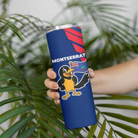 Montserrat Skinny Tumbler with Cartoon Bird and Island Map Blue Red Stripe Design - Wonder Print Shop